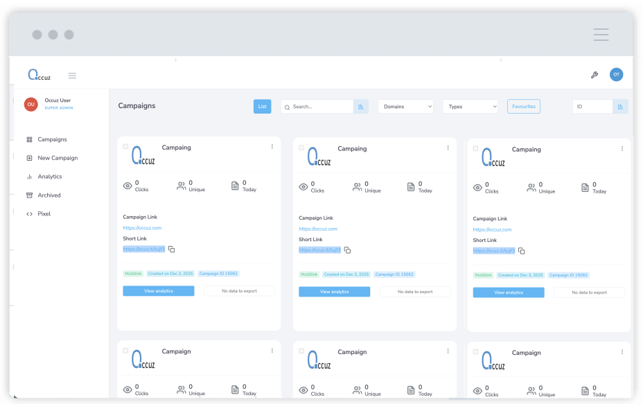 Occuz Campaign Shortener Cards